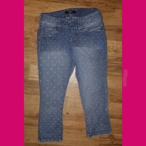 Polka Dot Jegging Capris - Medium Wash